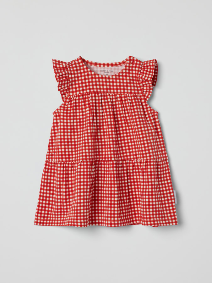 Klänning med volangärm rutig Klänning med volangärm rutig