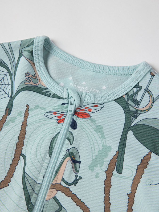 Kortärmad pyjamasoverall ödlor