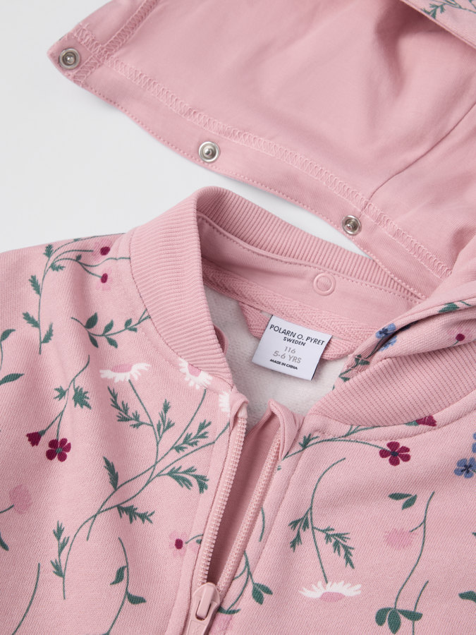 Hoodie med ficka blommig Hoodie med ficka blommig