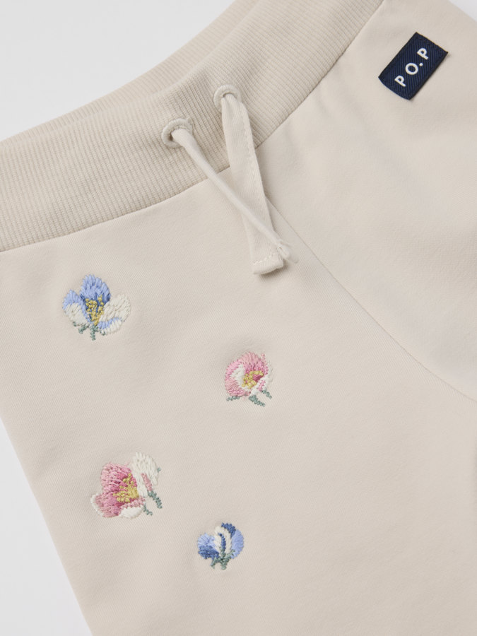 Mjukisbyxa med borstad insida blommor