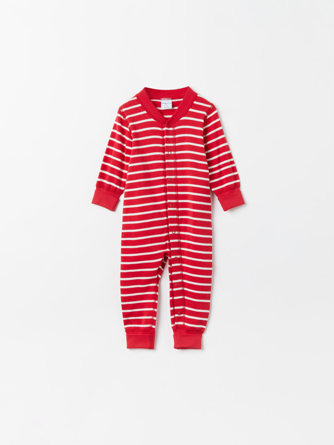 Trikåoverall randig